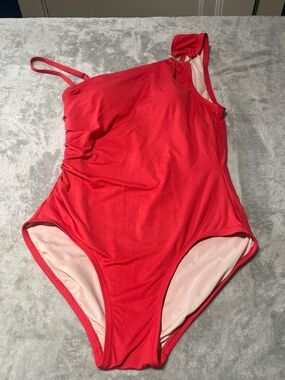 Michael Kors Bright Red One-Shoulder Women’s Swimsuit, size 8
